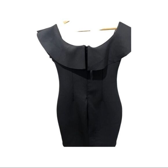 Guess black scuba ruffle bodycon dress size L - Picture 8 of 10